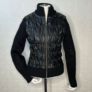 Vintage Victoria Secret | Moda International | Black Leather Sweater Bomber